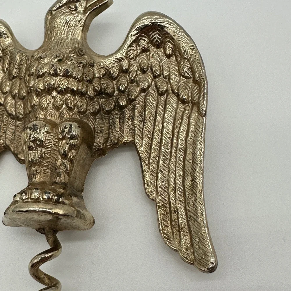 Vintage Eagle Corkscrew Brass Metal Spread Wing Wine Bottle Opener Patriotic